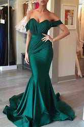 Dark Green Off the Shoulder Mermaid Evening Dress